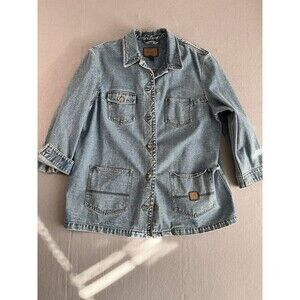 VTG Ralph Lauren 4-Pkt Chore Field Denim Jacket Front Triangle Seams Womens 3x